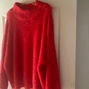 ELOQUII : fuzzy red crew neck sweater